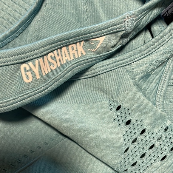 Gymshark Racer Back Tank Top Blue XS Athletic Gym Teal Stretch Open Back - Picture 10 of 11